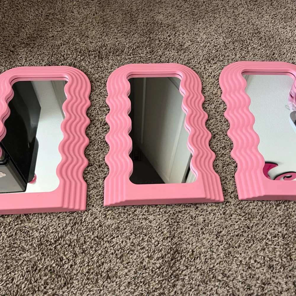 Set of 3 Pink Wall Mirrors